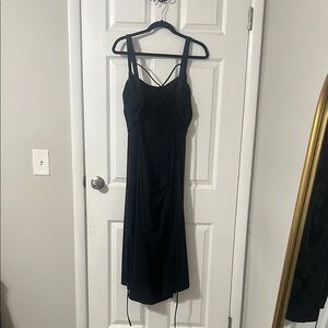 Ruched Split Backless Crisscross Lace Up Bodycon Midi Plus Size Dress